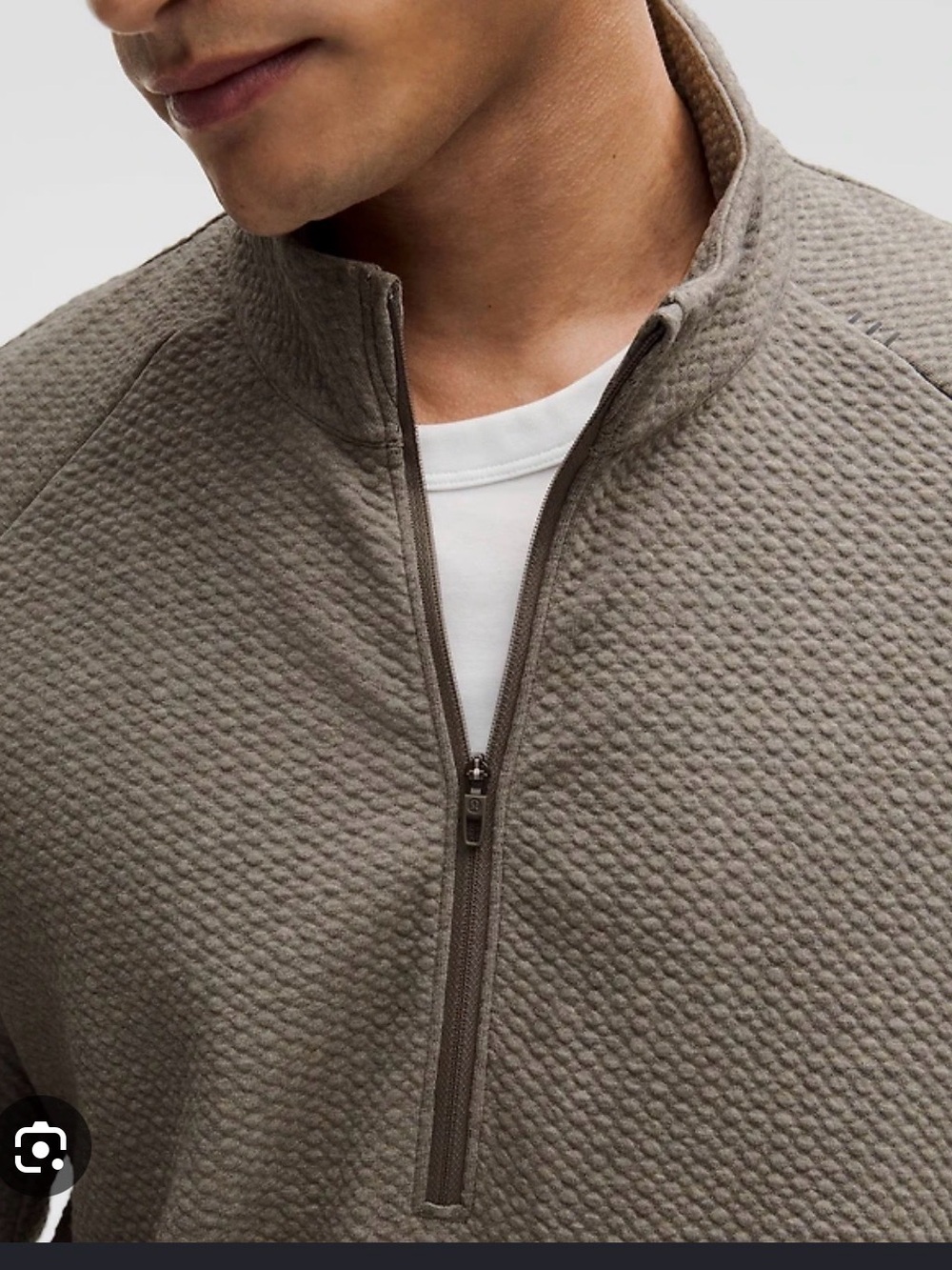 Lululemon Men's Ease The Day, Quarter-Zip Textured - Heathered Brown/Grey. - Picture 1 of 6